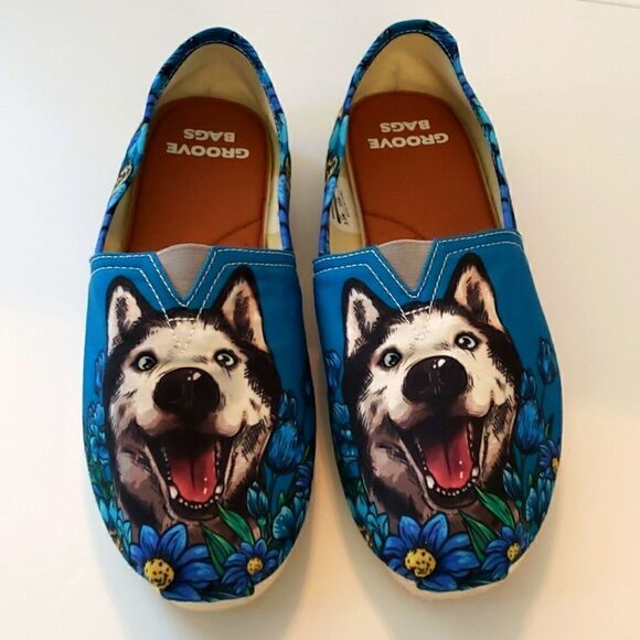 Groove Bags Siberian Husky Casual Shoes - Picture 1 of 8